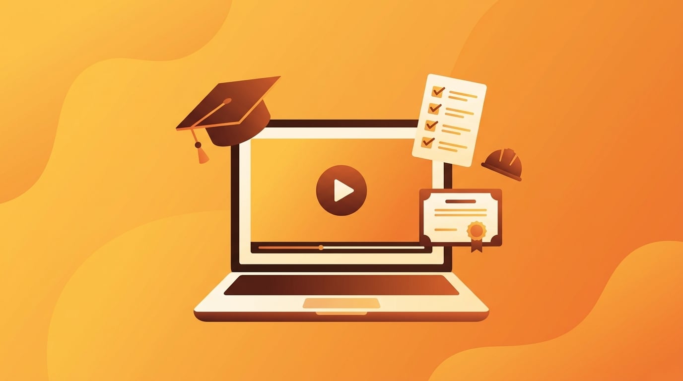 Ilustrație platformă online de instruire SSM și SU cu diplomă de participare