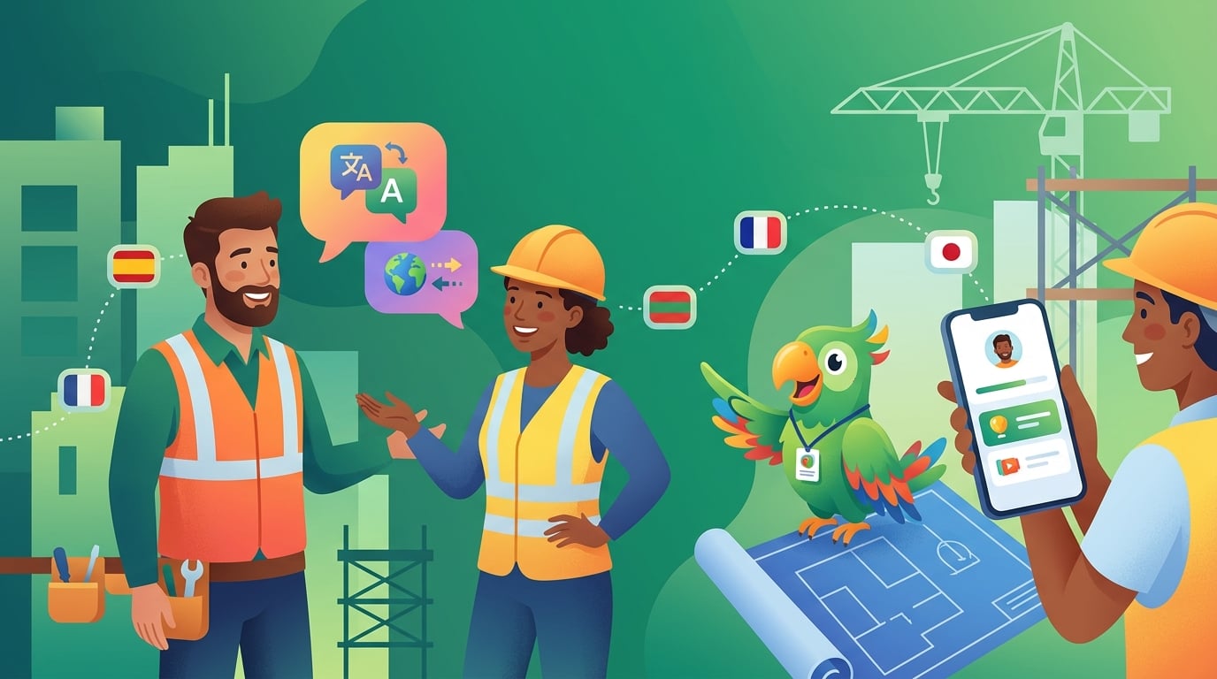 Ilustrație platformă de învățare a limbii române pentru muncitori străini